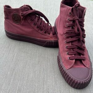 PF Flyers Center Hi Top Sneaker Burgundy Shoes Mens 10 Canvas Posture Foundation